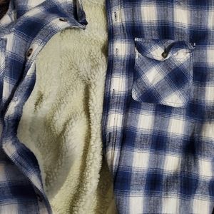 Mens sherpa lined flannel jacket.